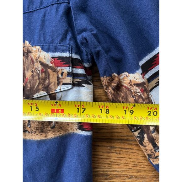 Vintage Wrangler Blue Snap Button Horse Western Shirts Top  Mens Size Medium - Picture 8 of 9